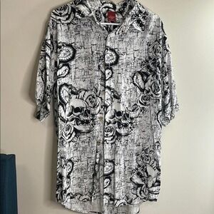 Men's Black and White Junction West Graphic‎ Shirt Size Large Short Sleeve